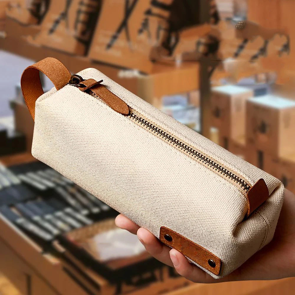 Handheld Student Portable Zipper Pencil Case Japanese Storage Bag