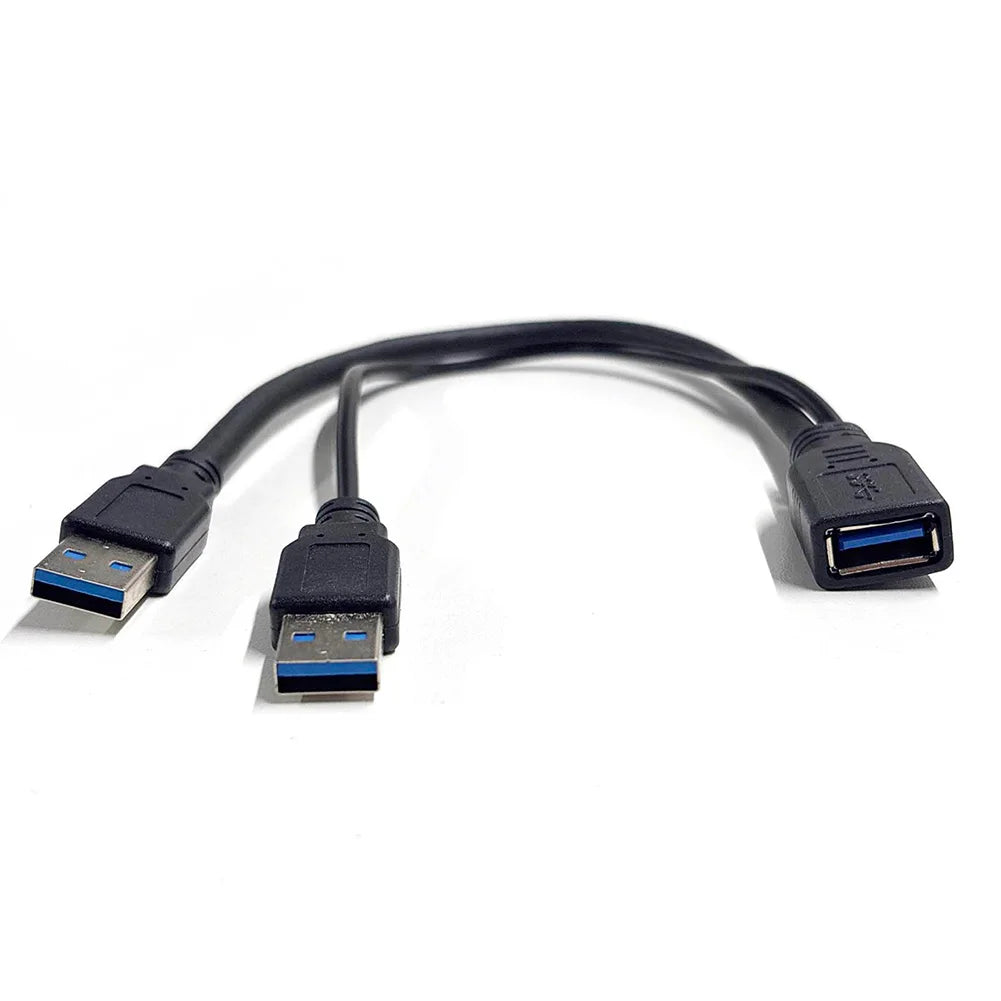 USB 3.0 to Dual USB Extra Power Data Extension Cable Dual USB External PC Accessories for 2.5 inch External HDD Peaceful Pleasures Health and Wellness as show