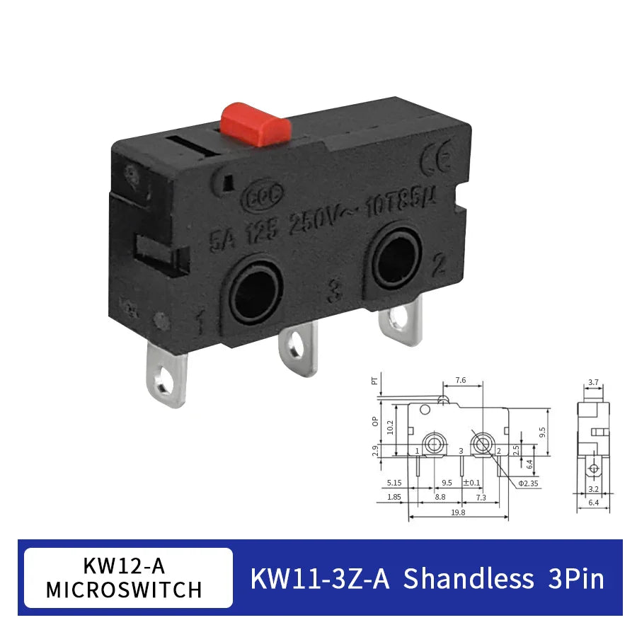 KW11-3Z Micro Limit Switch 3-Pin NO/NC 5A 125/250VAC | 10/20 Pack