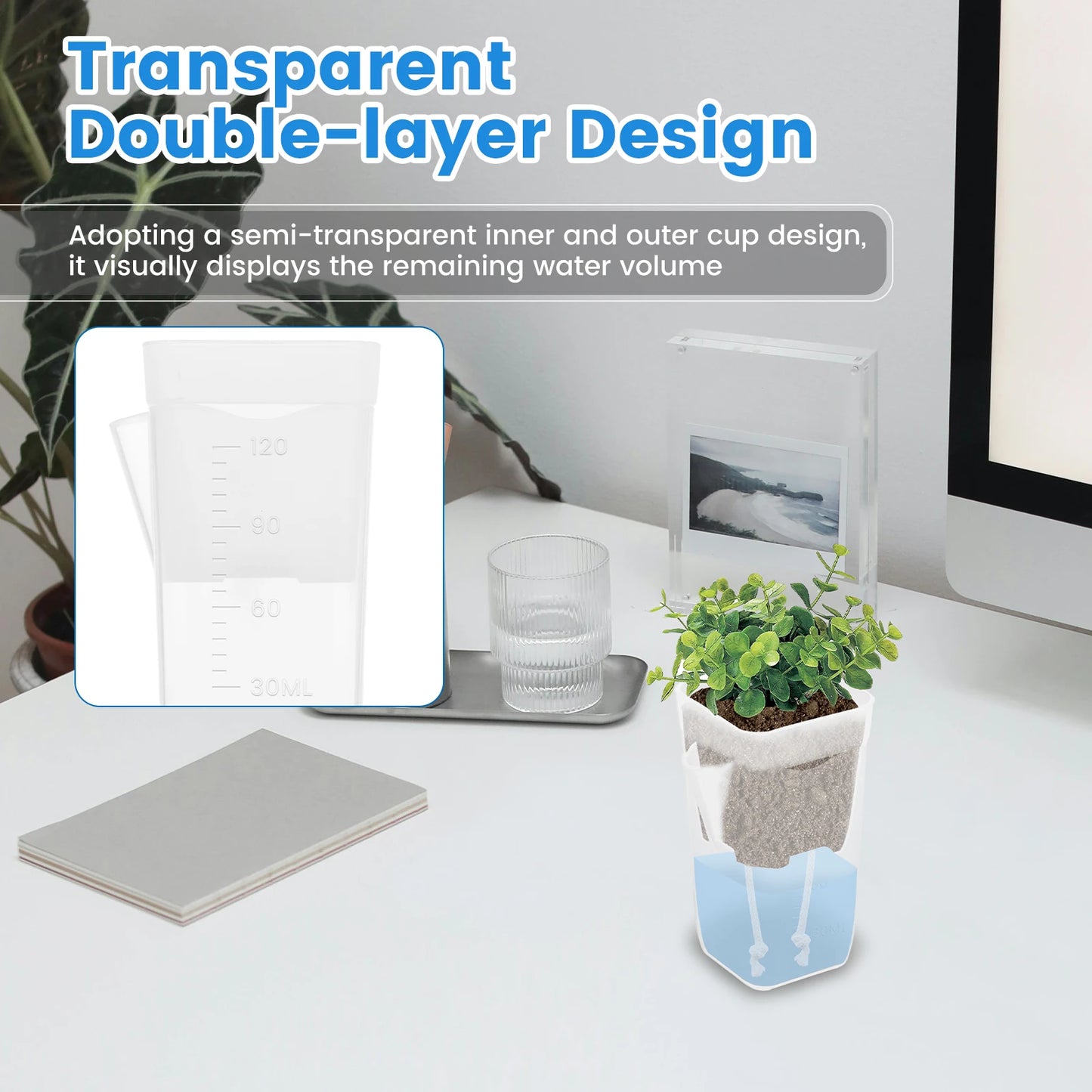 12-Pack Self Watering Mini Pots 2/2.5 Inch | Transparent Plastic