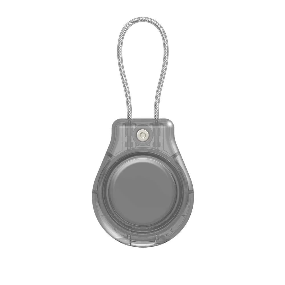 Waterproof Cover for AirTag Keychain Holder with Wire Cable Anti-Lost Tracker Accessories for Luggage Backpack Airtag Case Peaceful Pleasures Health and Wellness Transparent Grey