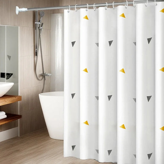 Yellow Geometric PEVA Waterproof Shower Curtain | Modern Shower Curtain Peaceful Pleasures Health and Wellness