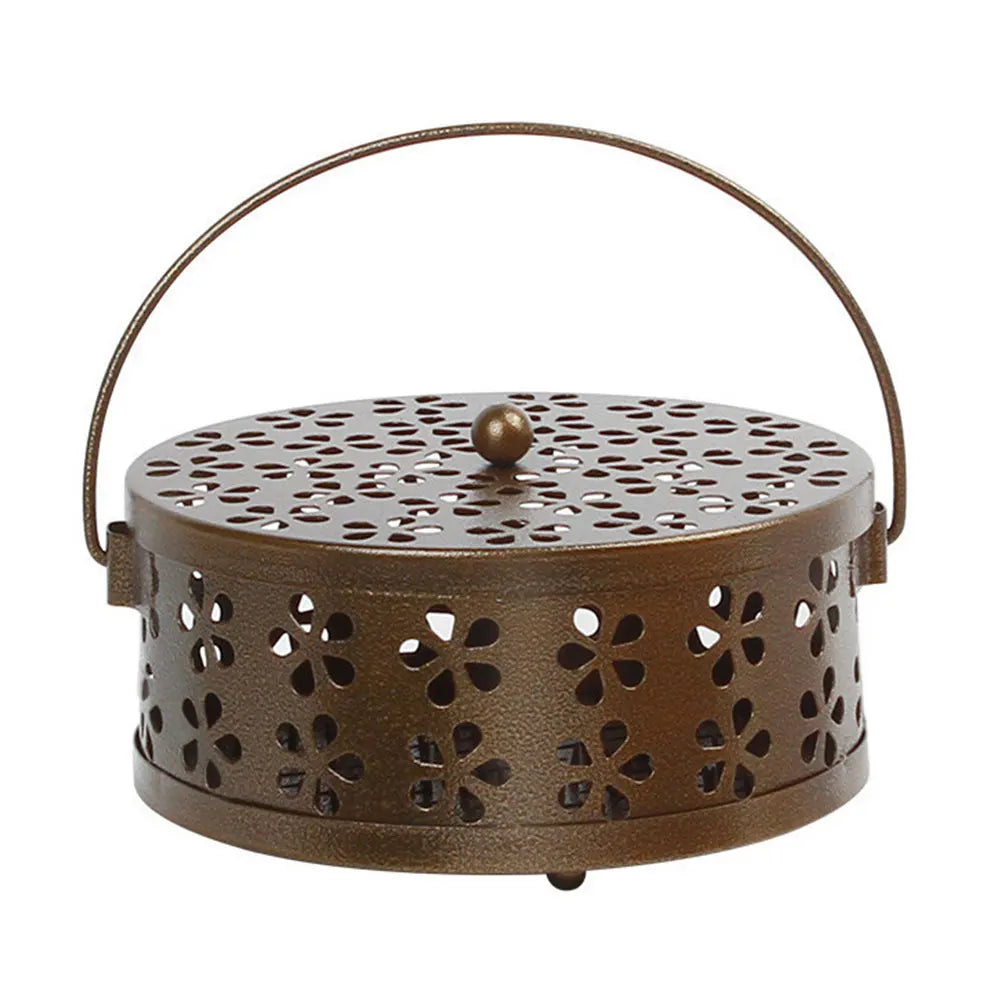 Portable Metal Mosquito Coil Holder with Handle – Outdoor Incense Burner Peaceful Pleasures Health and Wellness Bronze United States