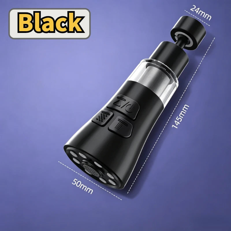 Kitchen Faucet Extender With Filter Function Universal 720° Rotate Aerator Splash Filter Washbasin Faucet Bubbler Nozzle Aerator Peaceful Pleasures Health and Wellness Black