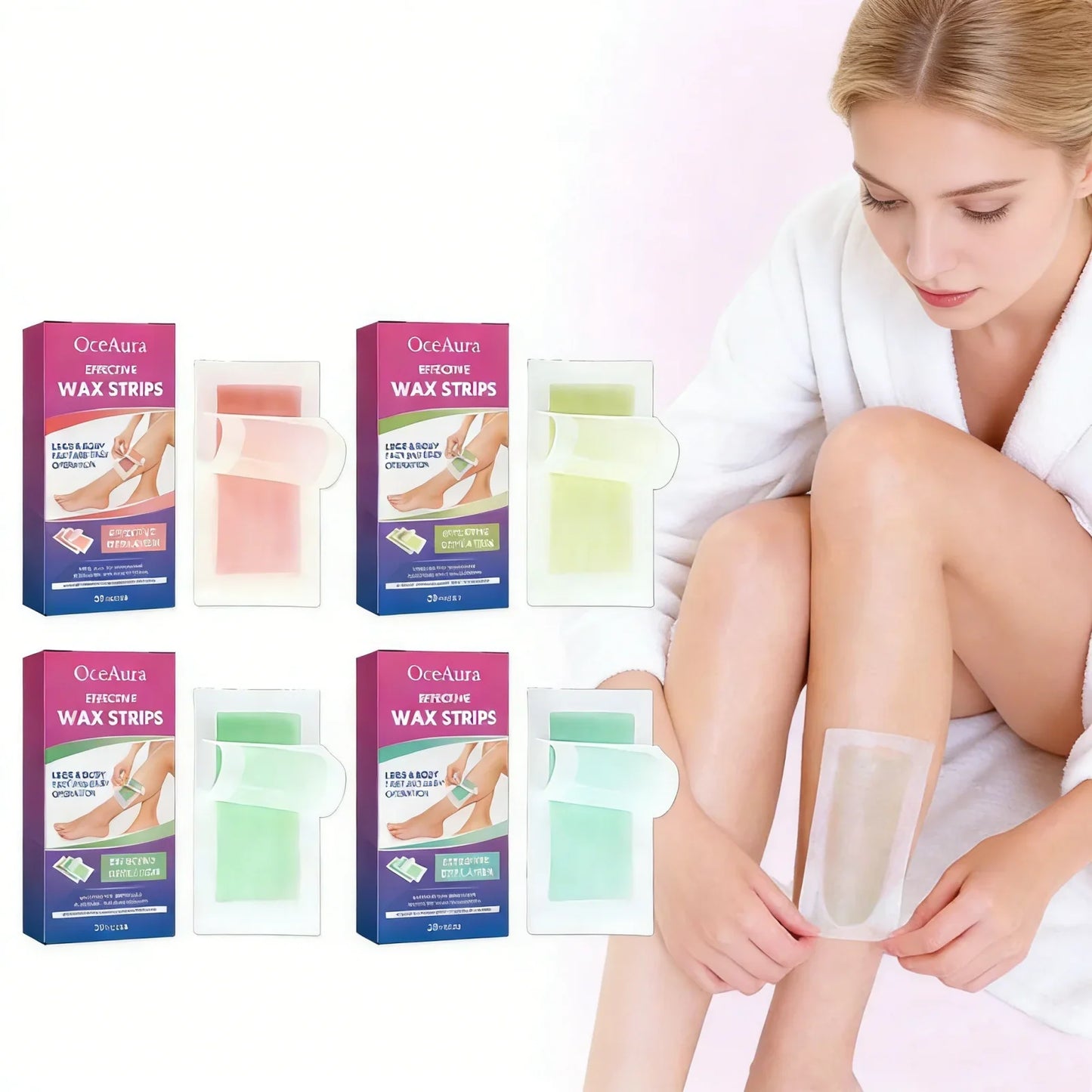 Scented Cold Wax Strips – Aloe Rose Blueberry Citrus | 30pc