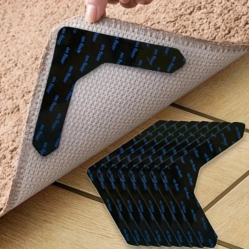 12-Pack Washable Non-Slip Rug Grippers | Anti-Curl Carpet Stickers