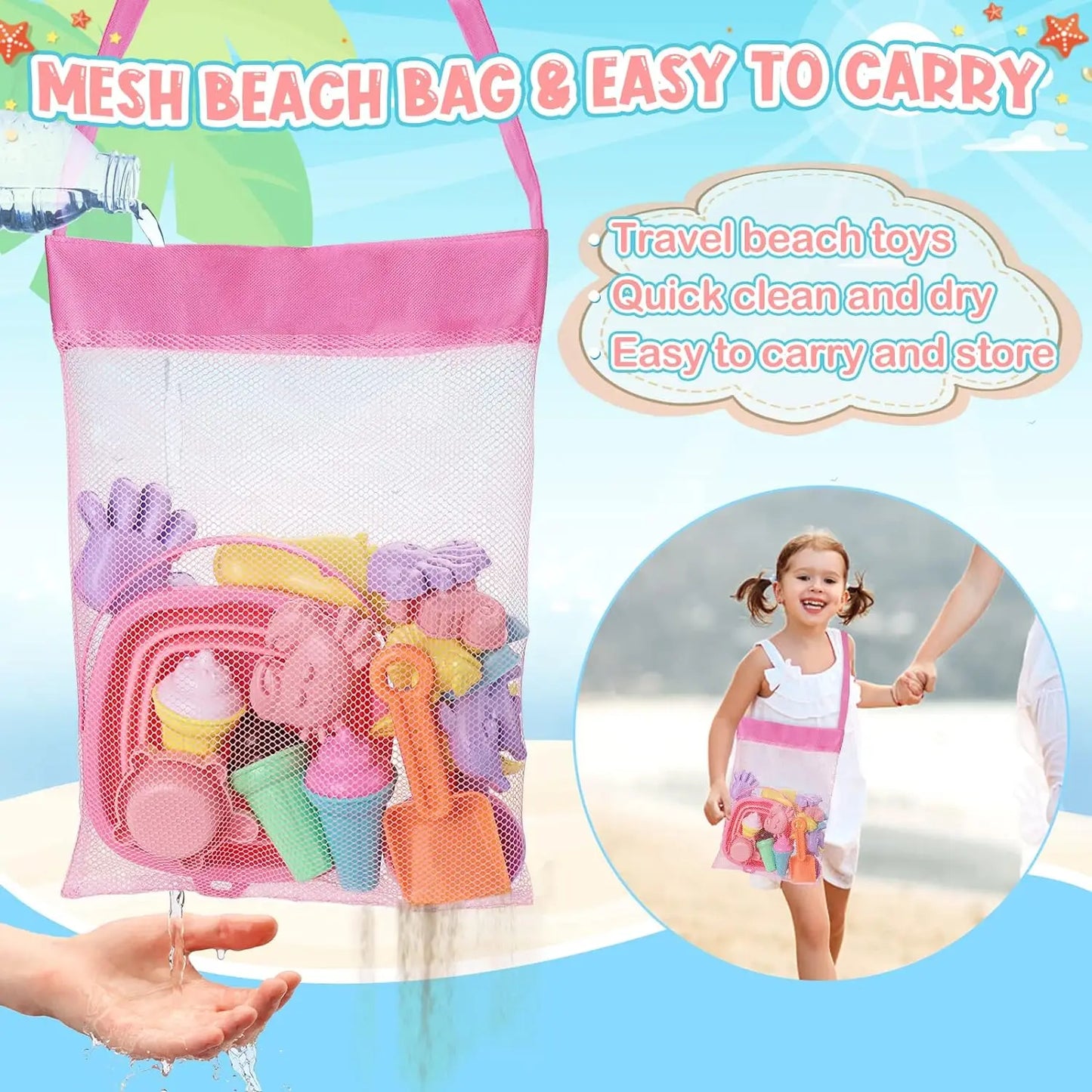 20-Piece Kids Beach Toys Set | Sand Molds, Ice Cream & Bucket