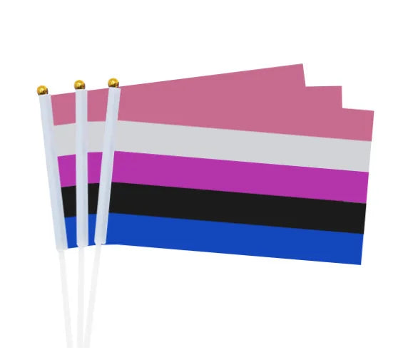 Mini Rainbow Hand Flags Sticks 14x21cm Pride Parade Celebration Party