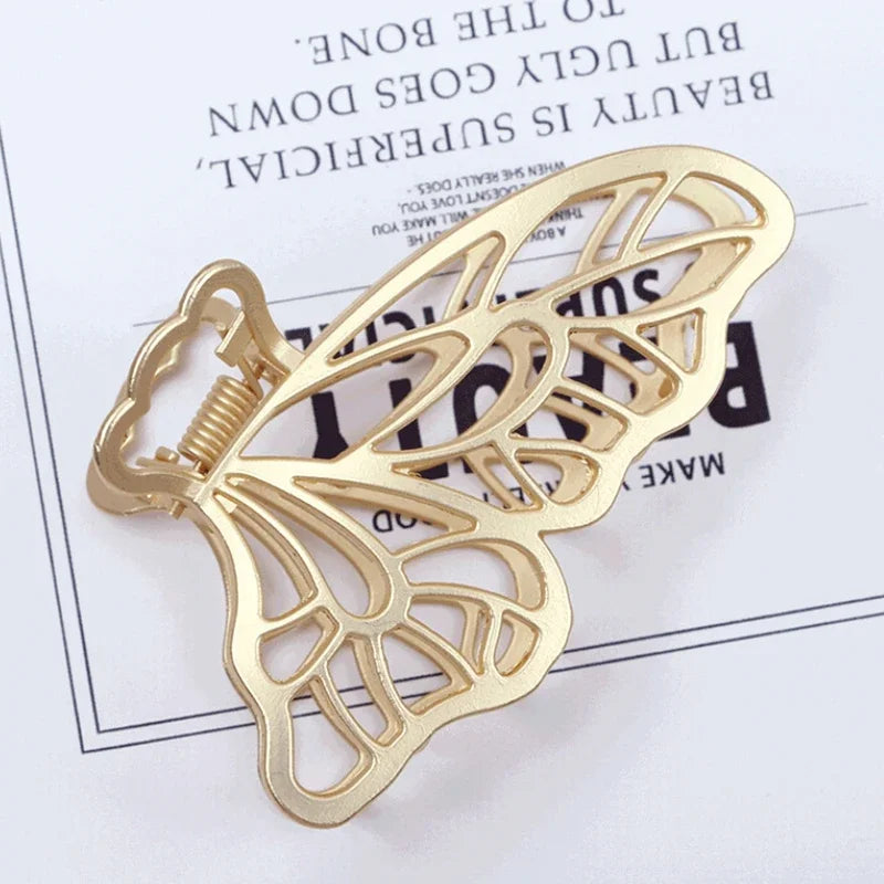 Hollow Butterfly Tassel Hair Clips – Vintage Gold Metal Pins