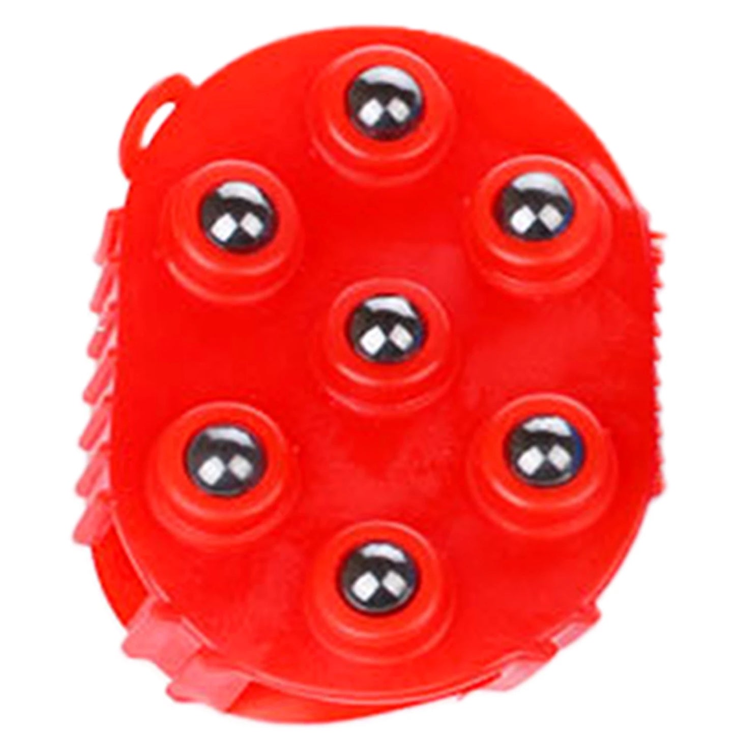 Silicone 7 Balls Body Massager Glove 360° Rotating Hand Held Massager Tools Muscle Pain Relief Relax Massager For Neck Leg Back Peaceful Pleasures Health and Wellness Red