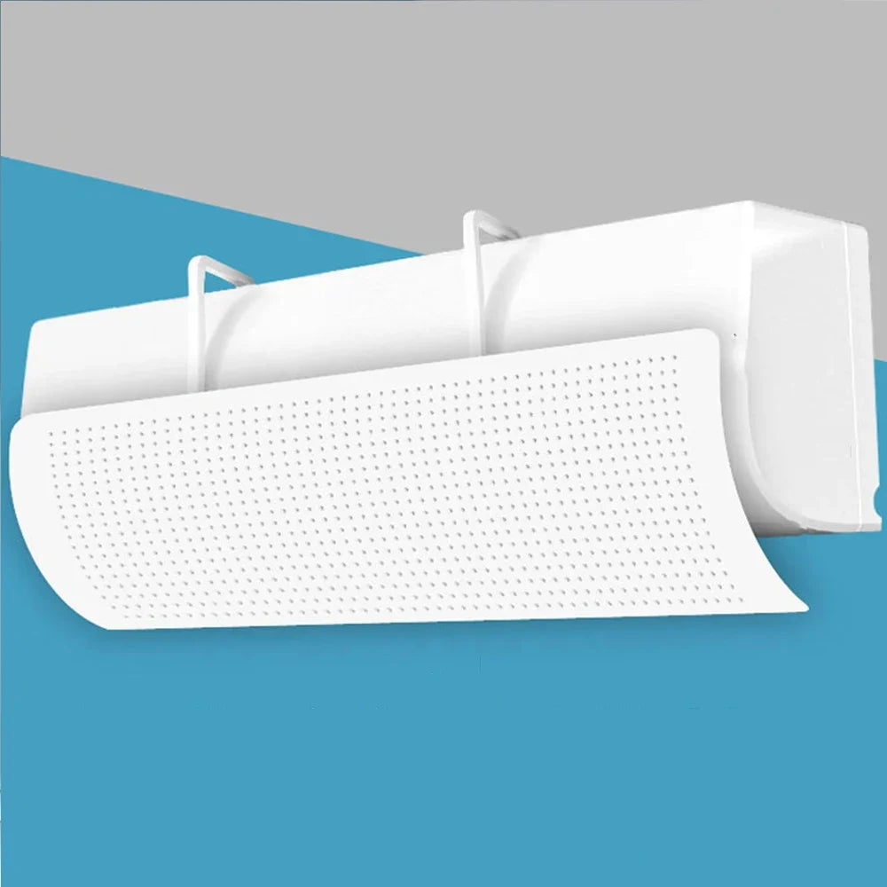 Universal Blow-proof Air Conditioner Cover with Adjustable Deflector That Can Be Rolled Up and Stored with Cartoon Graphics Peaceful Pleasures Health and Wellness white