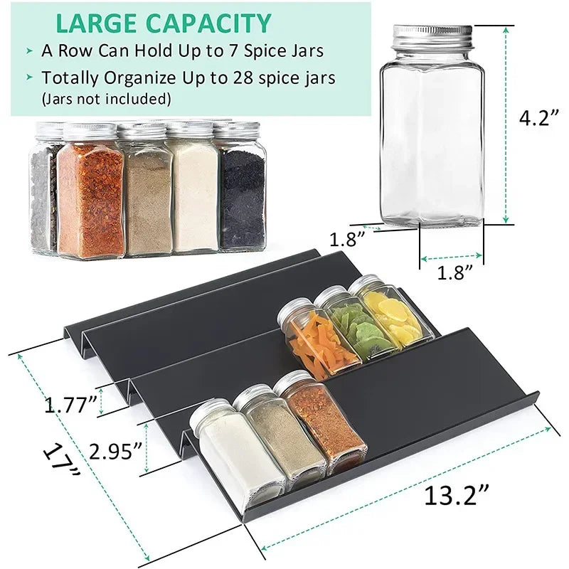 Adjustable Acrylic Spice Rack Organizer | Cabinet Drawer Tray