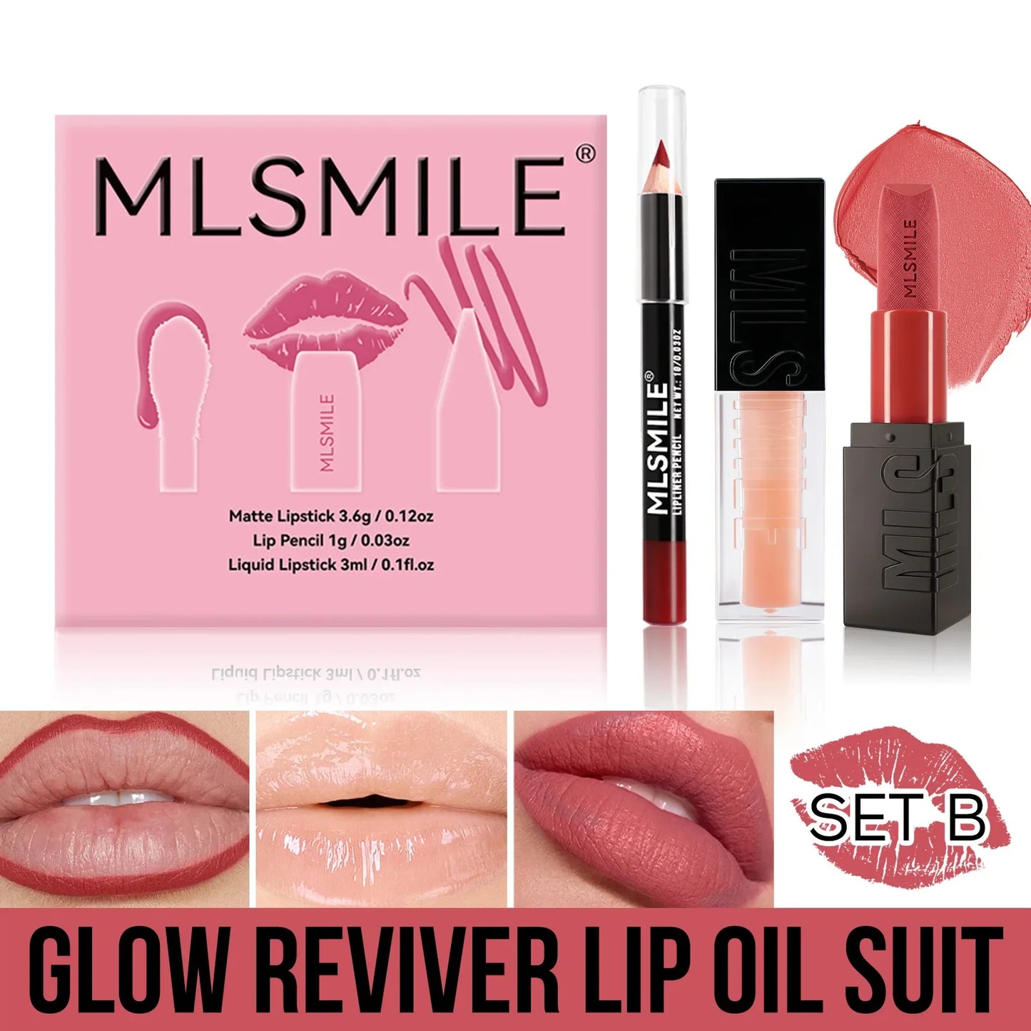 MLSMILE Matte Lipstick Set – Velvet Lip Glaze & Liner Kit