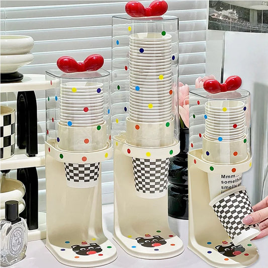 Pull-Type Paper Cup Dispenser | Flat Bottom Disposable Cups Cup Dispenser Rack Peaceful Pleasures Health and Wellness