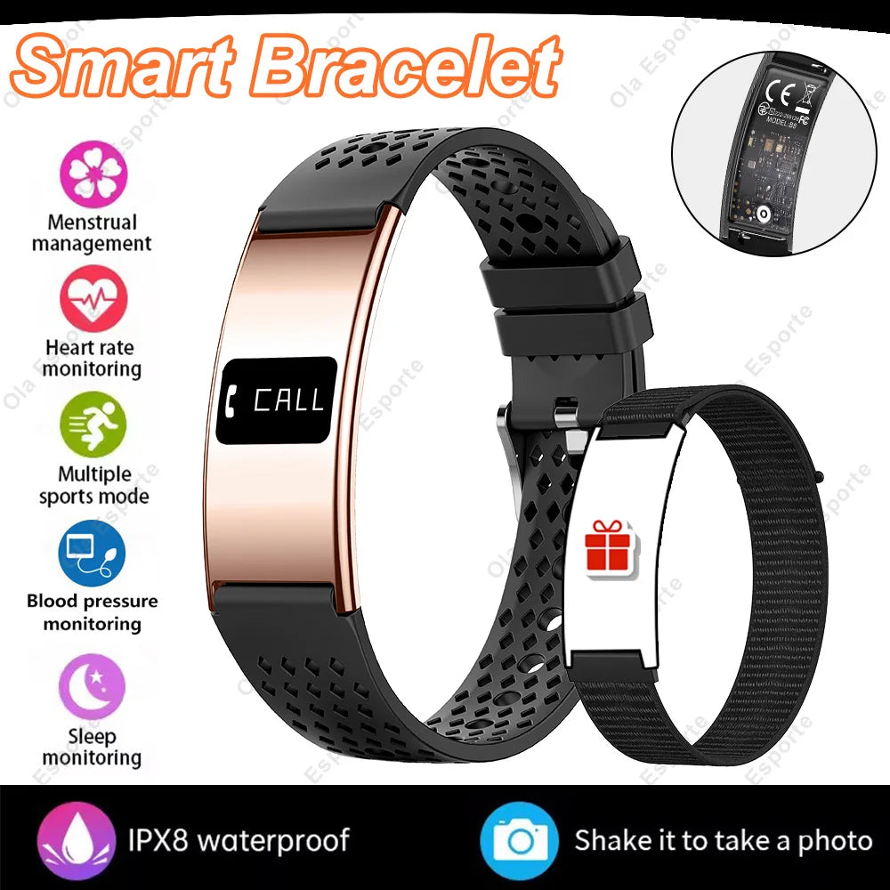 New Men Sports Smart Bracelet Heart Rate Fitness Tracker IPX8 Waterproof Smart Band Pedometer Call Reminder Smartwatches Women Peaceful Pleasures Health and Wellness Gold 2