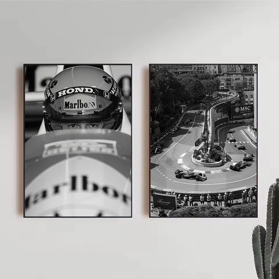 Black and White Famous Racing Sports Car Racer Photography Poster Printed Canvas Painting Wall Art Pictures Home Decor Gift Peaceful Pleasures Health and Wellness
