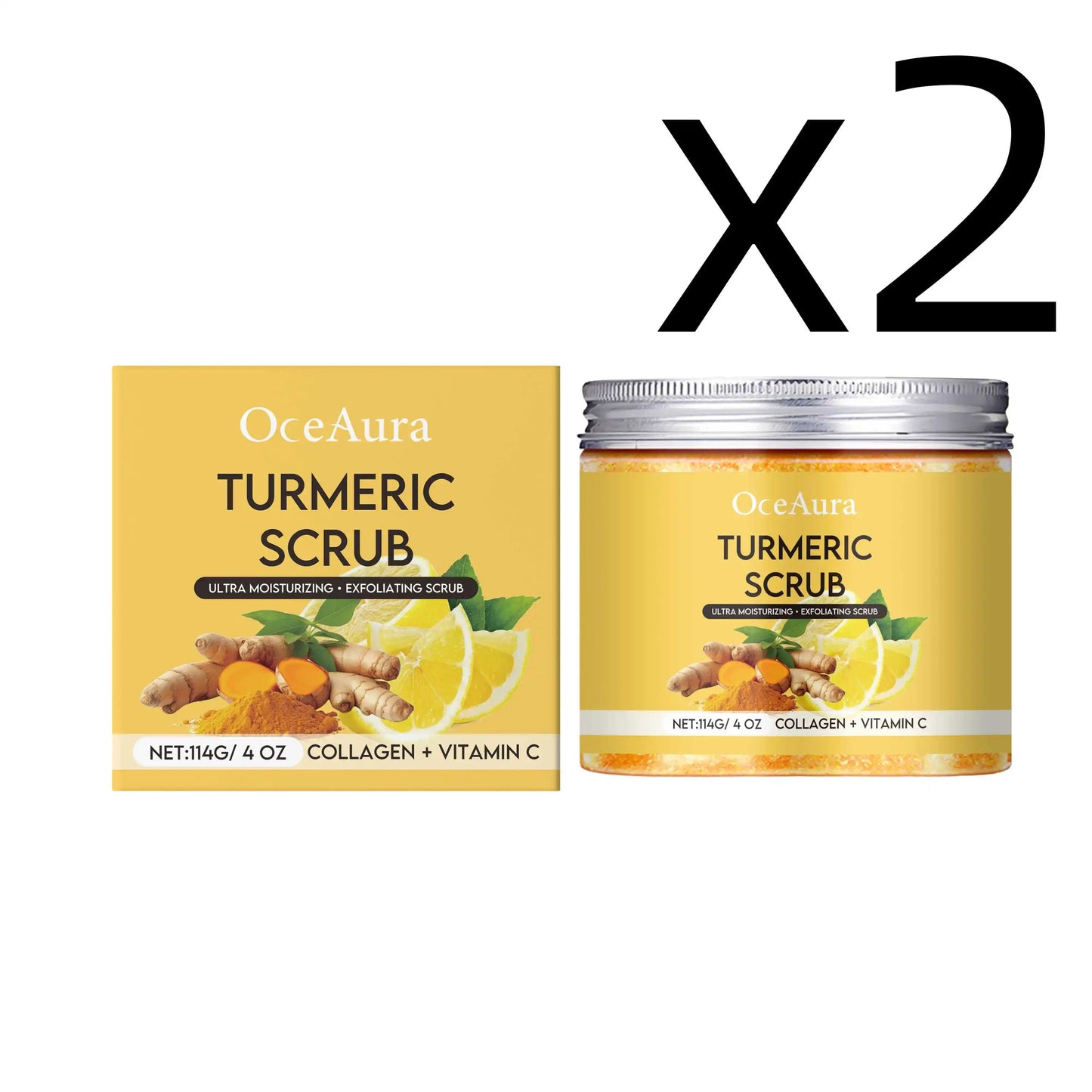 OceAura Turmeric Lemon Exfoliating Body Scrub 114g
