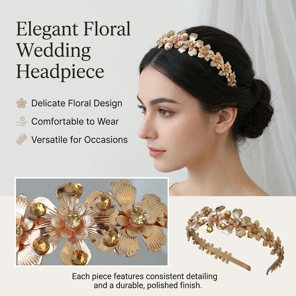 Metal Flower Leaf Hairband for Women Alloy Wedding Headpiece with Elegant Design Peaceful Pleasures Health and Wellness