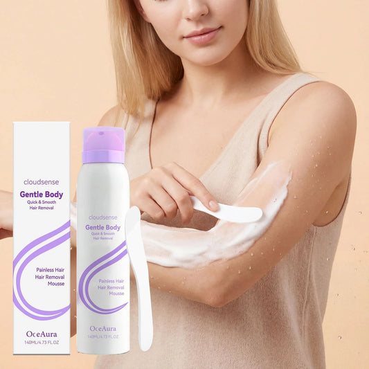 Painless Depilatory Mousse Smoothing Even Coverage Reduce Hair Regrowth Hydrating Soothing Gentle Hair Removal Foam Mousse 140ml Peaceful Pleasures Health and Wellness