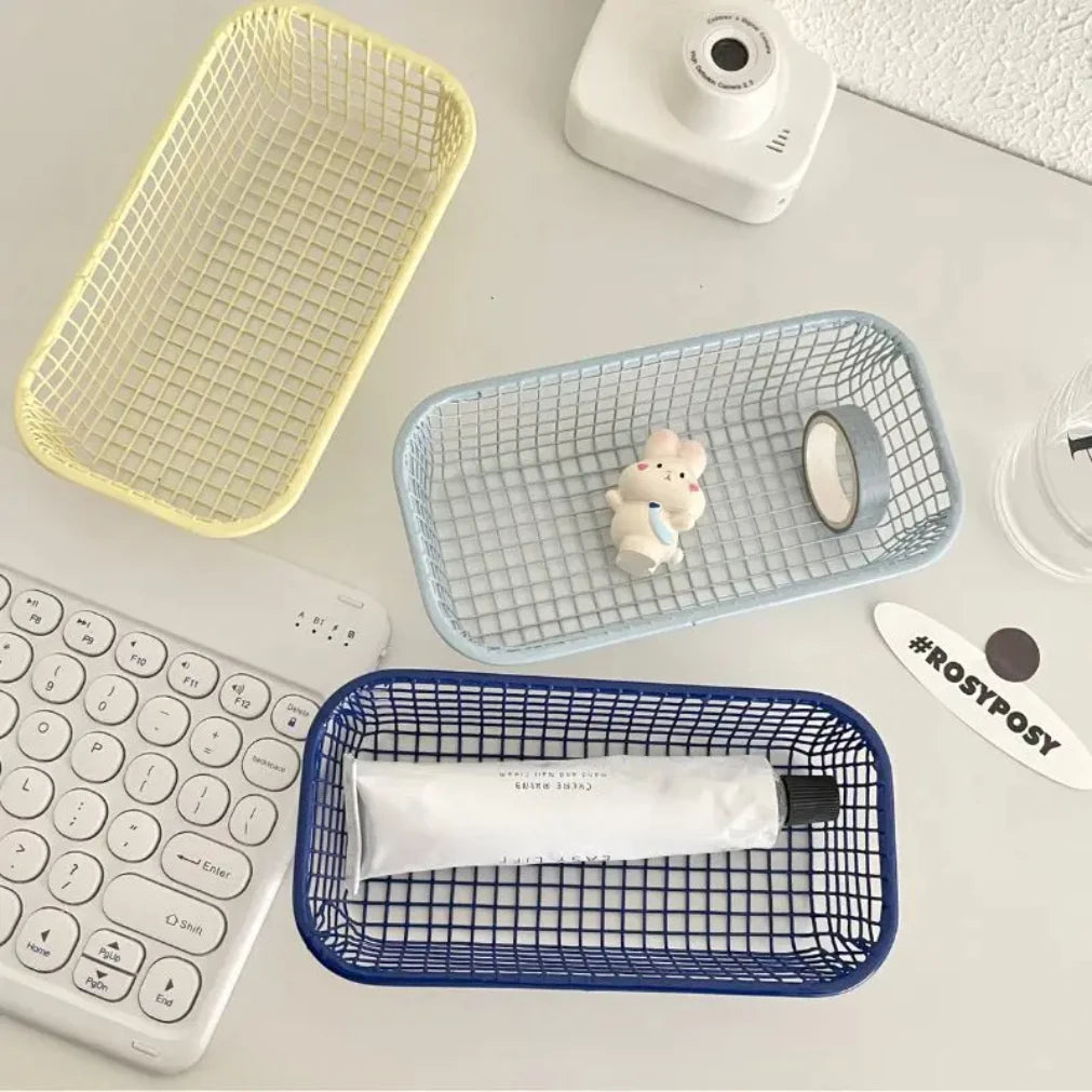 Metal Desktop Storage Basket – Desk Organizer & Sorting Holder