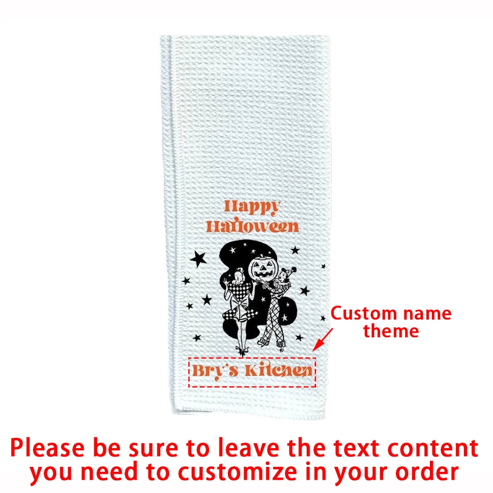 Custom Halloween Dish Towel | Personalized Kitchen Tea Towel