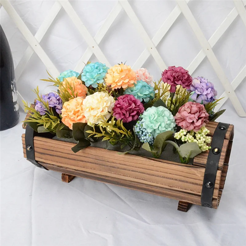 Y51A-Wood Flower Pots Wedding Decoration Carbonized Antiseptic Wood Flower Boxes Balcony Succulents Wooden Flower Pots Peaceful Pleasures Health and Wellness