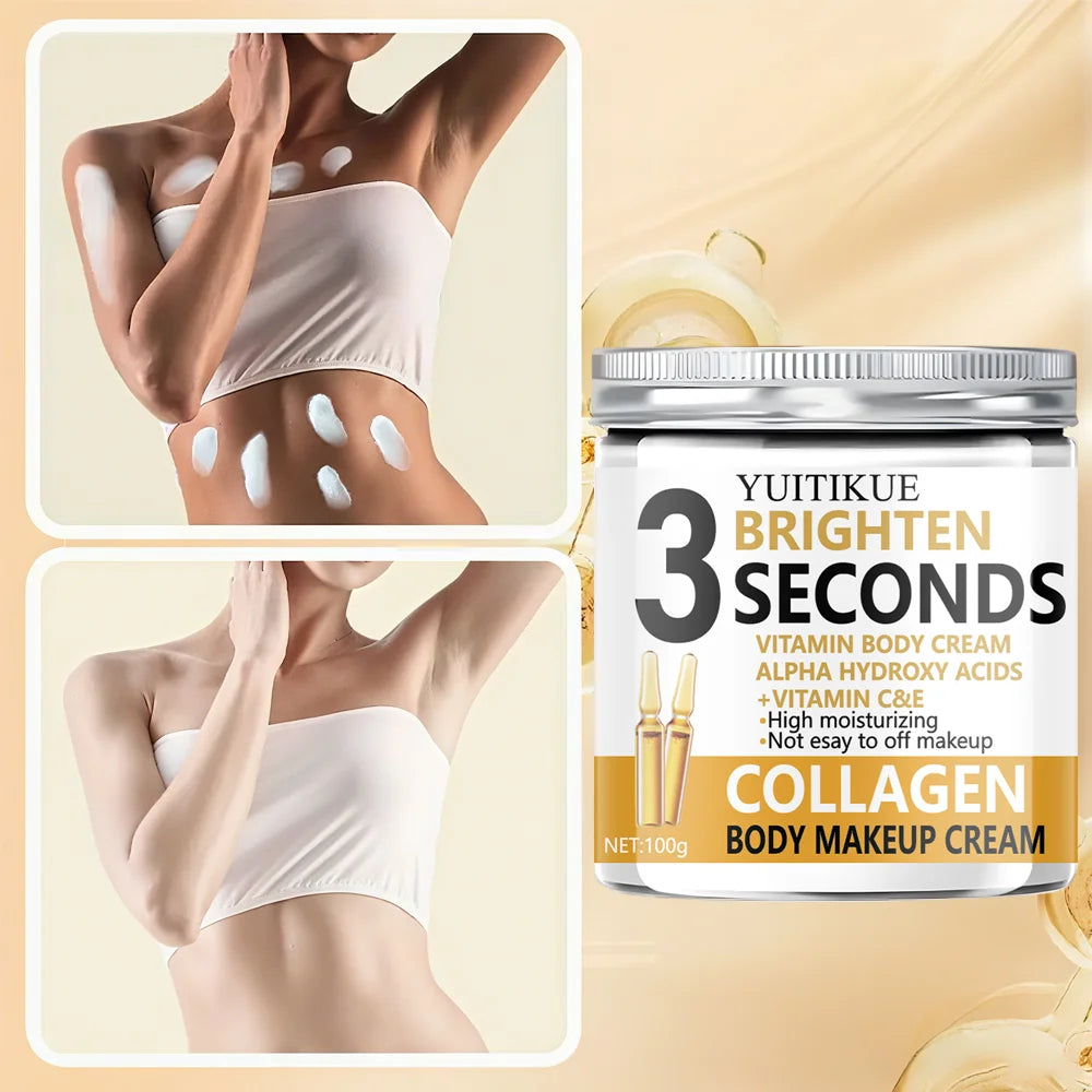 YUITIKUE 3-Second Brightening Cream 100g - Vitamin C&E + Collagen, Instant Glow & Moisturize, Makeup Base & Body Care Peaceful Pleasures Health and Wellness