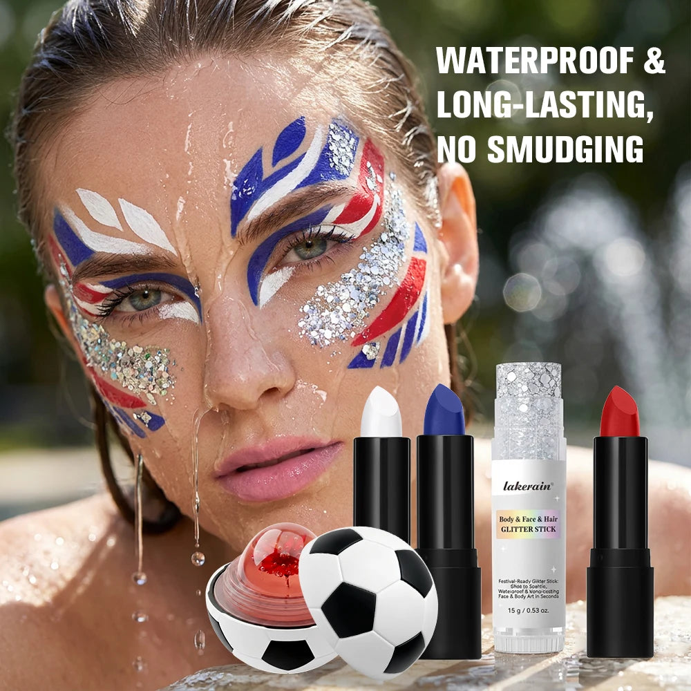 Face Paint Stick Set High Pigment Multiple National Flag Color Body Paint Safe Non-Toxic Paint Stick for Halloween Cosplay Sport Peaceful Pleasures Health and Wellness