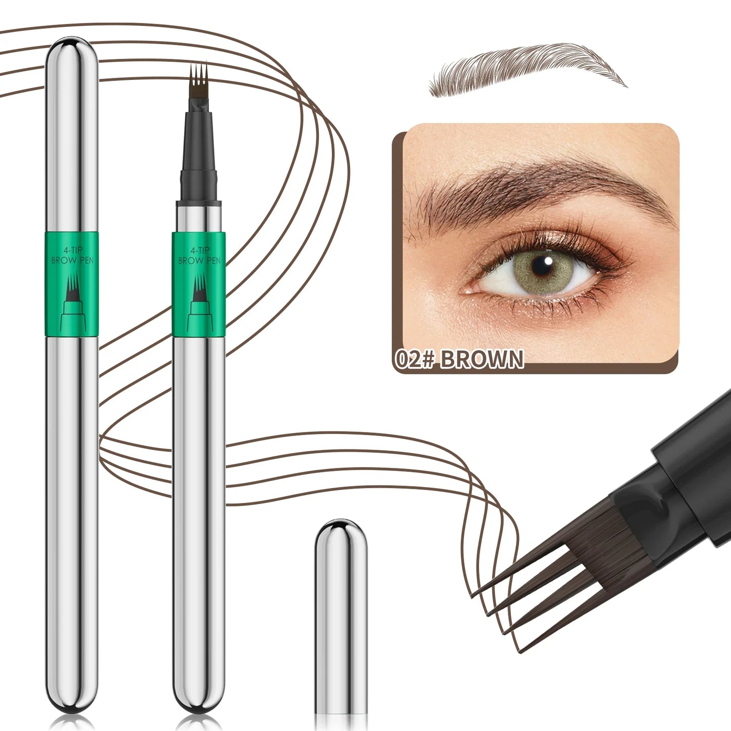 Hellokiss Waterproof Microblading Eyebrow Pen | 4-Tip, 5 Colors