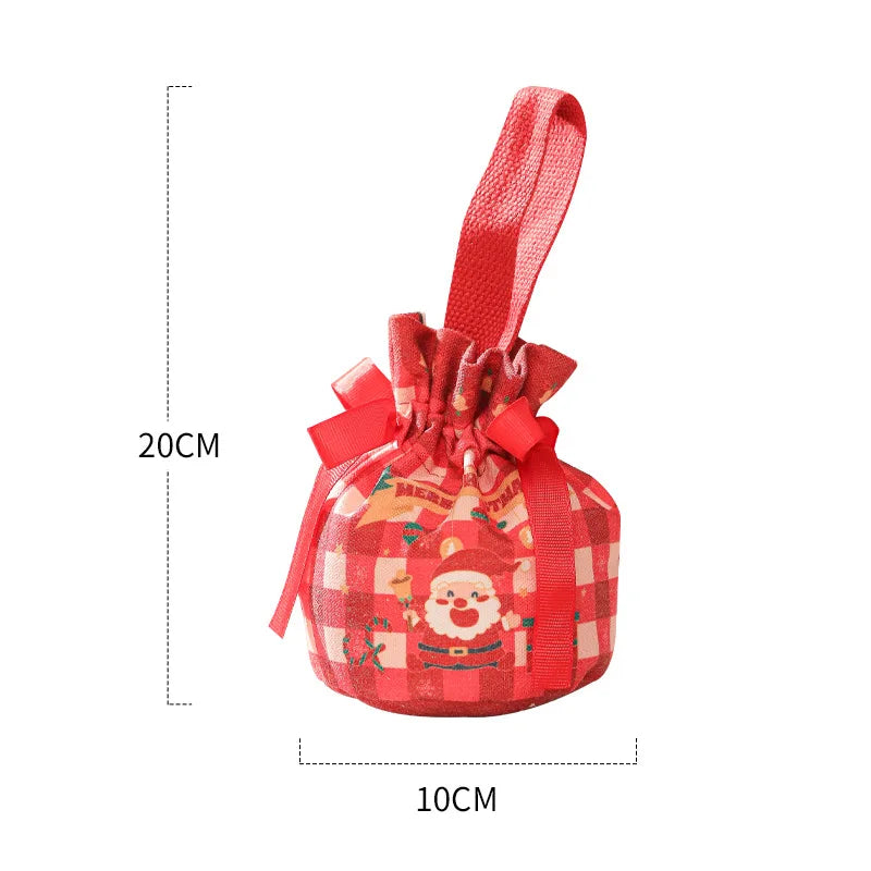2025 Creative Handheld Canvas Apple Bag with Bow Christmas Gift Bag Christmas Eve Apple Gift Box Christmas Gift Peaceful Pleasures Health and Wellness