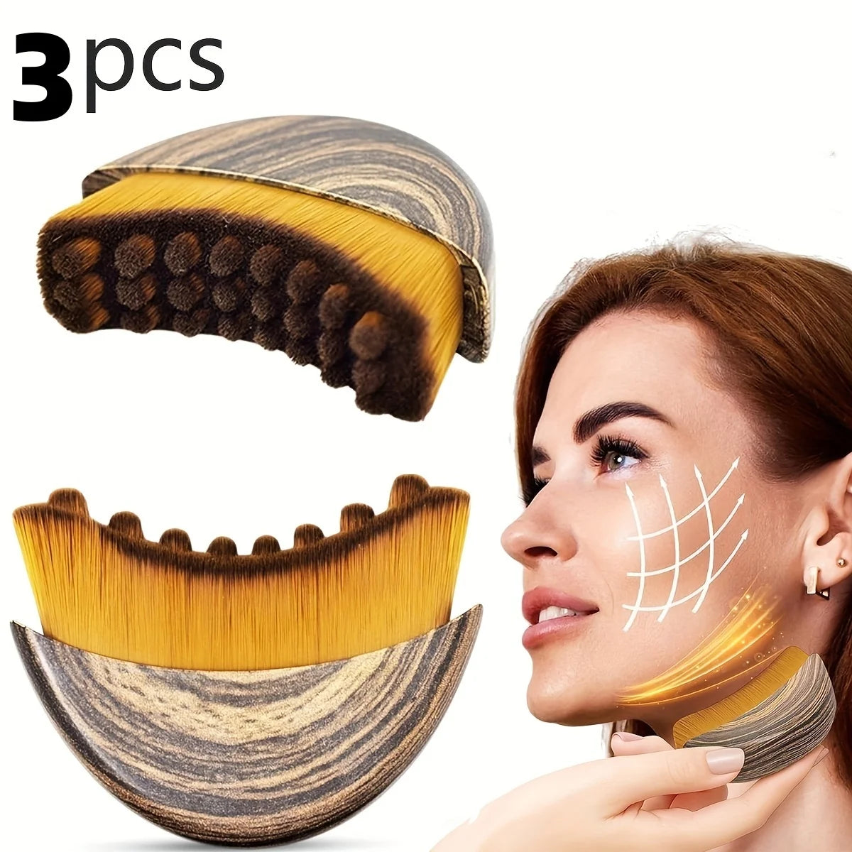 1/3 Pack Lymphatic Contour Facial Brush, Gua Sha Eye and Neck Care Brush, Lymphatic Contour Brush, Crescent Brush, Facial Brush, Massage Care Brush, Cleansing Brush Peaceful Pleasures Health and Wellness 3Pcs