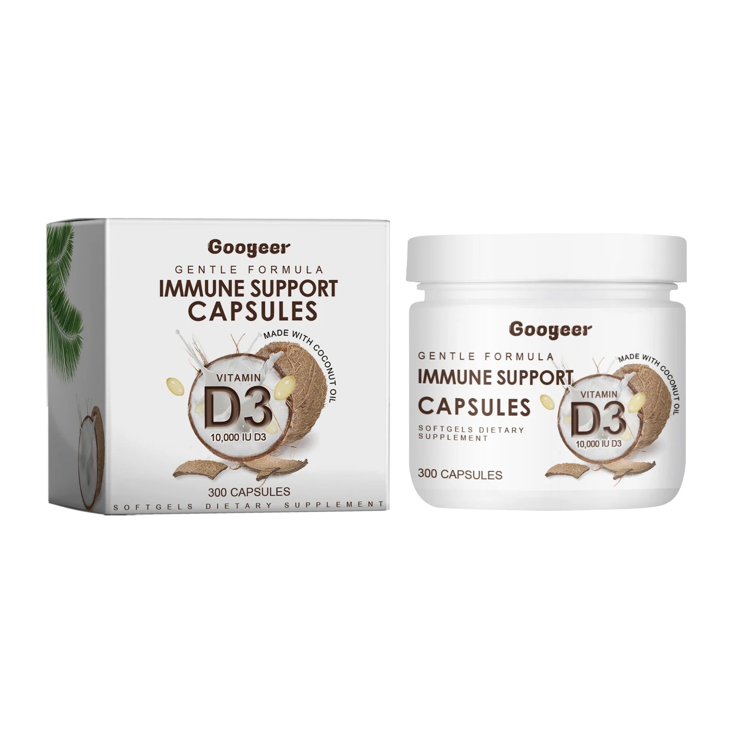 Googeer Vitamin D3 2000 IU Softgels with Coconut Oil – 300ct