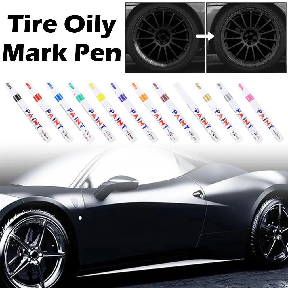 Color Waterproof Cars Wheel Tire Oily Mark Pen Auto Rubber Tyre Paint Pen Cd Metal Permanent Paint Marker Graffiti Touch Up Peaceful Pleasures Health and Wellness