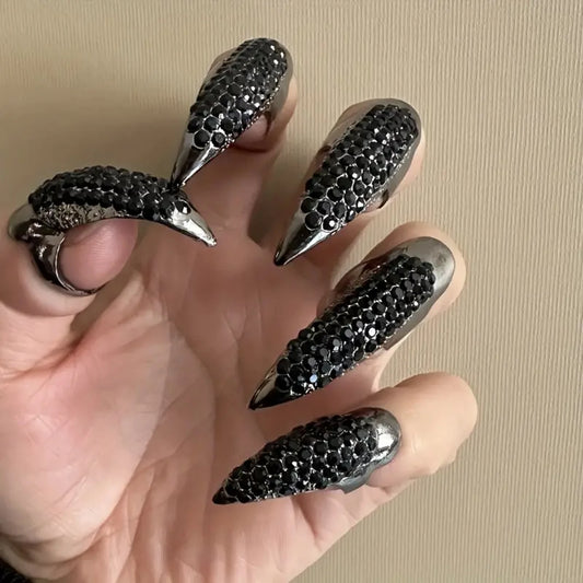 5pcs Punk Finger Rings Eagle Claw Ring Black Crystal Design Halloween Party Cosplay Costume Rings Jewelry Nail Art Decoration Peaceful Pleasures Health and Wellness