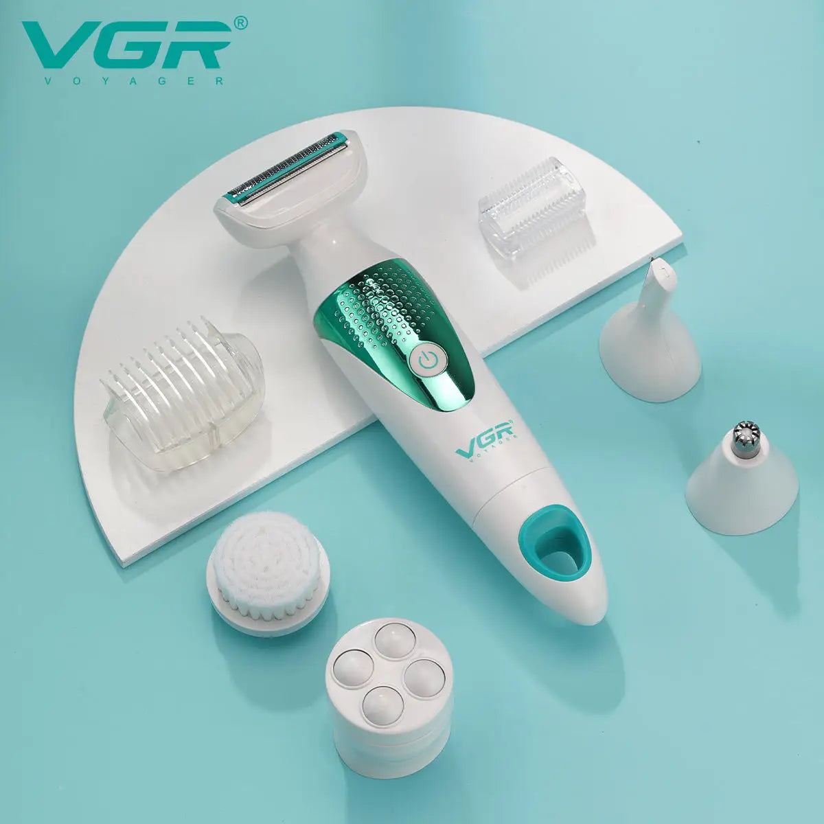 VGR 720 Personal Care (5 In 1)Shaver 3D Curved Net Epilator Body Washable Appliances Eyebrow Wash Face Massage Nose Shaving Peaceful Pleasures Health and Wellness