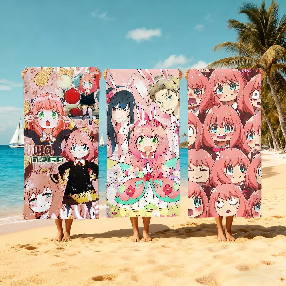 Spy x Family Anya Quick-Dry Beach Towel | Anime Fan Gift Anime Beach Towel Peaceful Pleasures Health and Wellness