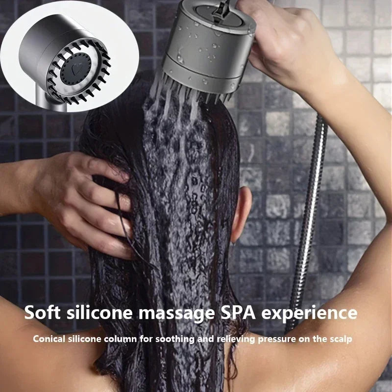 Filtered Handheld Shower Head | 3 Modes & Massage Brush