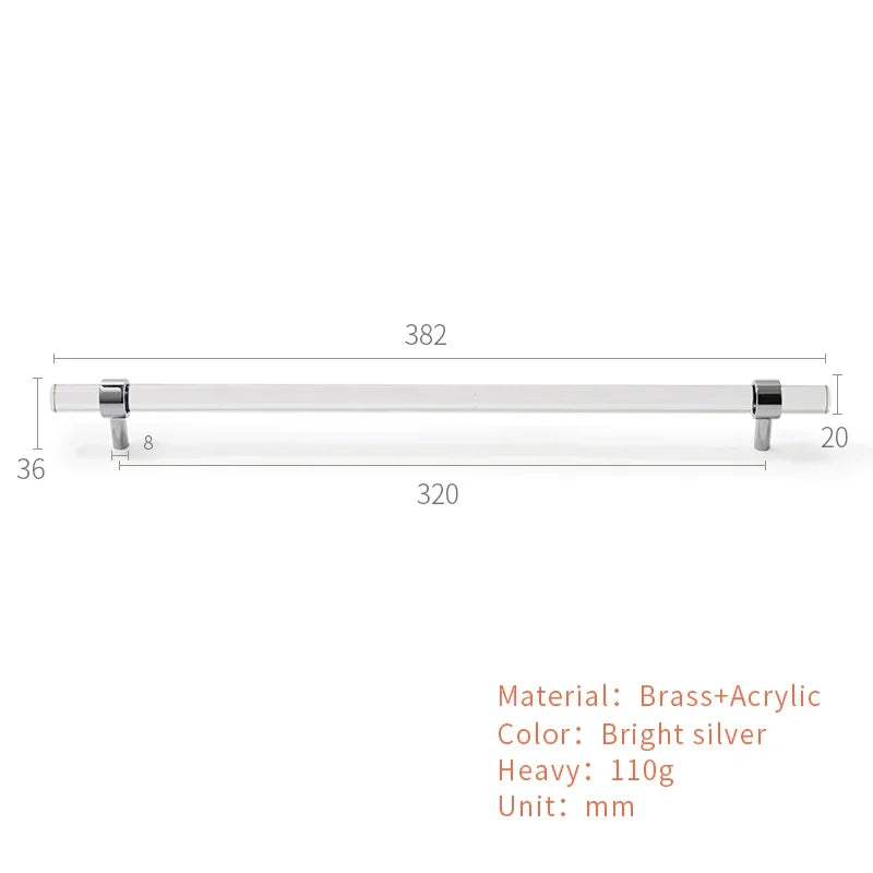 Brass Acrylic Transparent Drawer Handle | Cabinet Knob