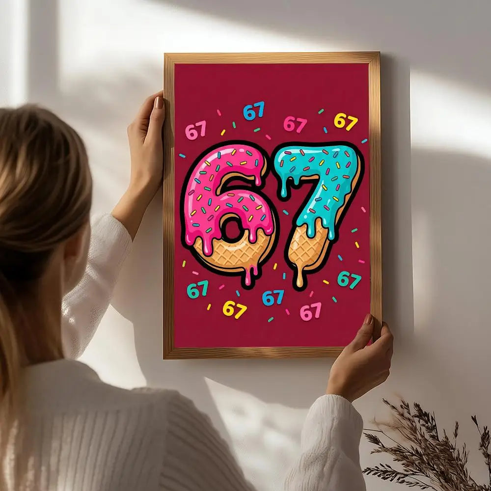Cool 67 six seven Poster HD Self Adhesive Waterproof Wall Art Ideal for Home Office Dorm Bedroom Great Gift Peaceful Pleasures Health and Wellness White7 21X30cmNoframe
