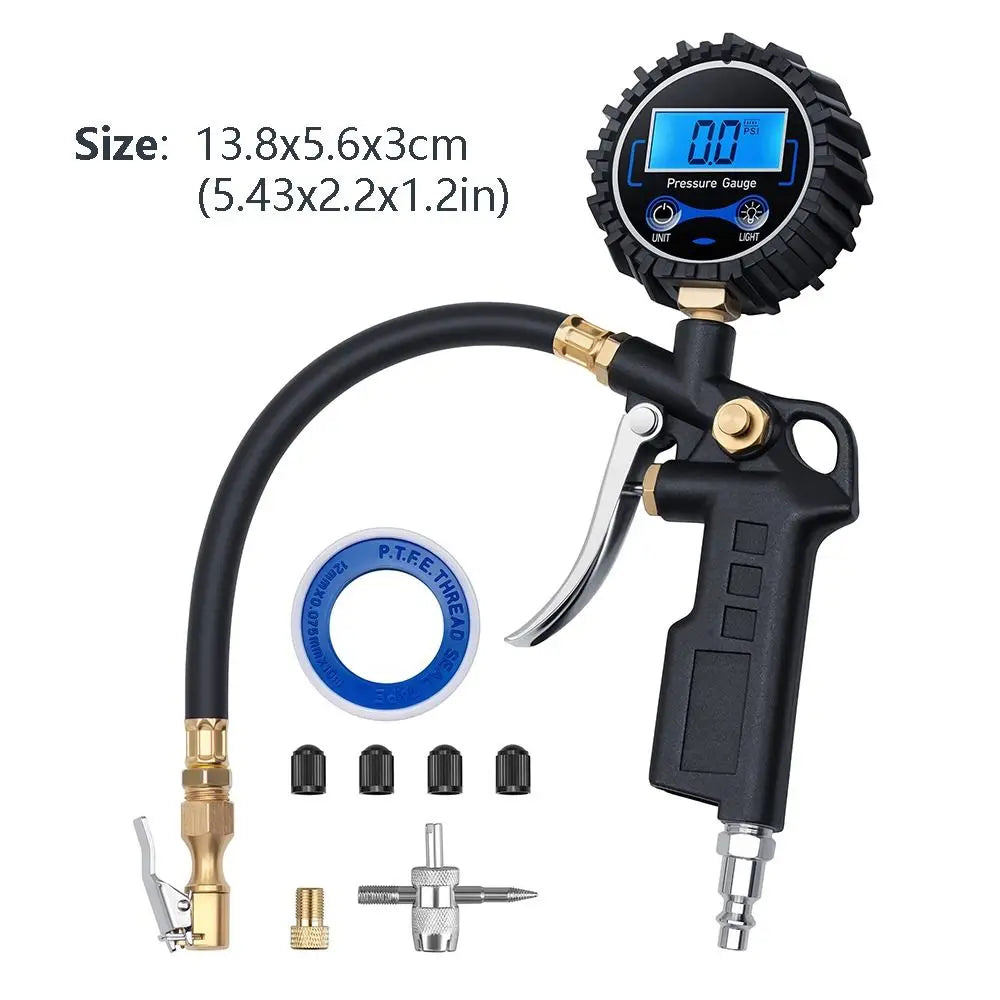 Digital Tire Pressure Gauge 250 PSI 0.1 Resolution Heavy Duty Air Chuck for Tire Inflator Compressor Peaceful Pleasures Health and Wellness