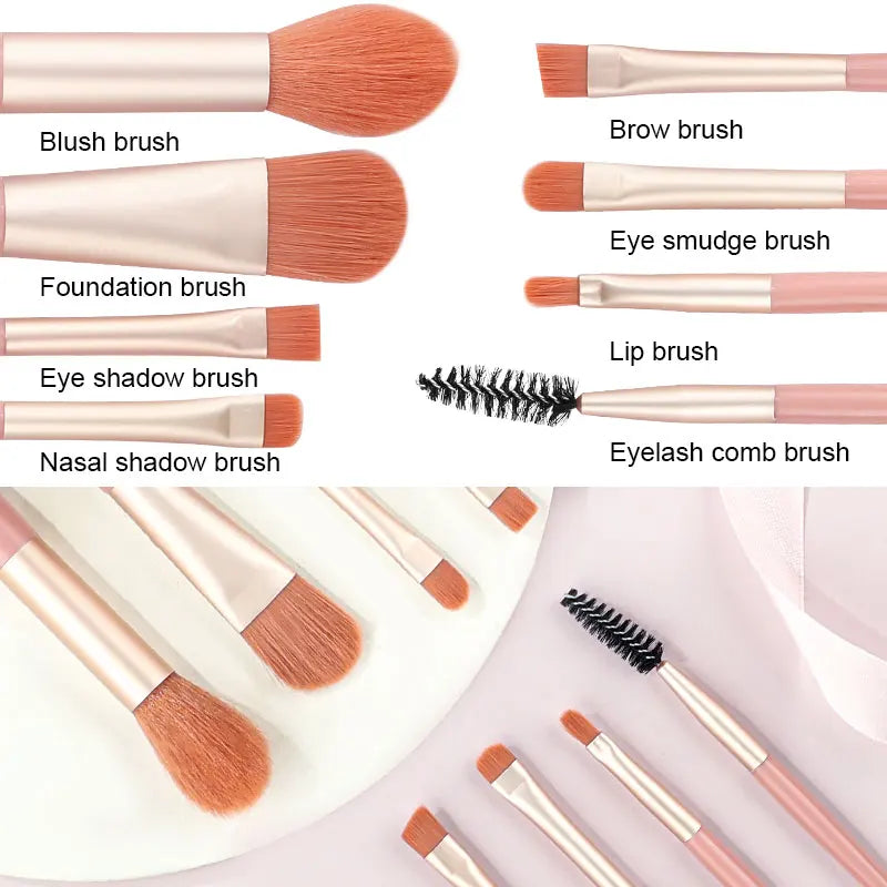 RUNTOIN 8PCS Makeup Brush Set – Face, Eye, Blush & More