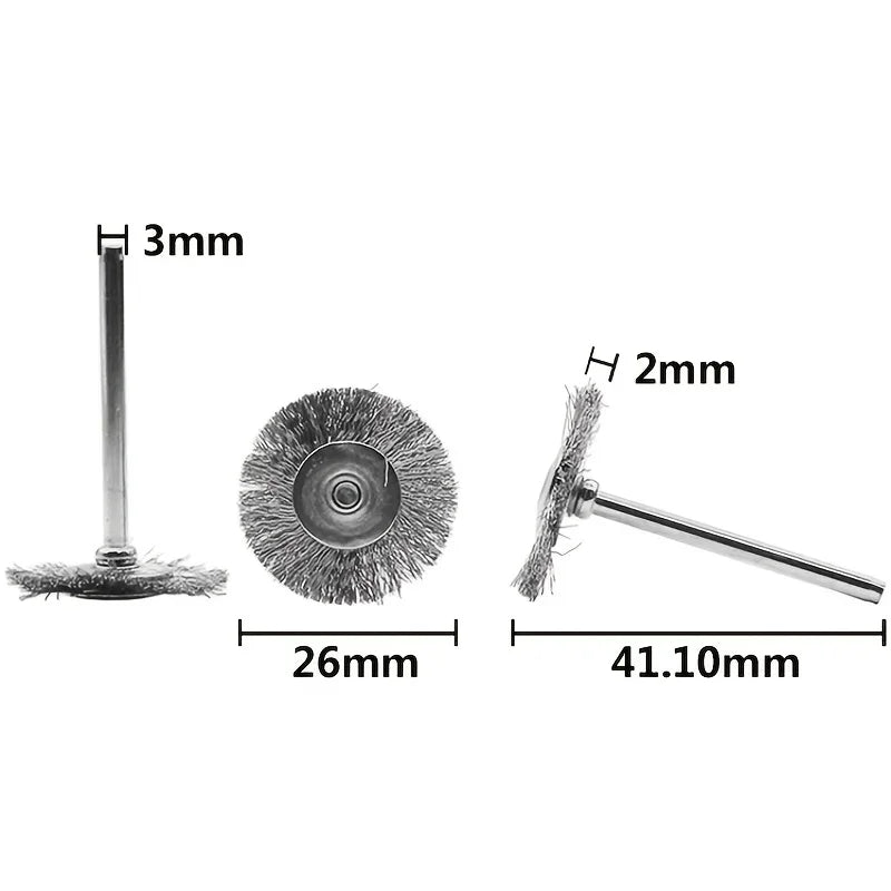 10-Pc T-Shape Steel Wire Brush Wheel Set – 1/8" Dremel Mandrel Rotary Tool Brush Set Peaceful Pleasures Health and Wellness