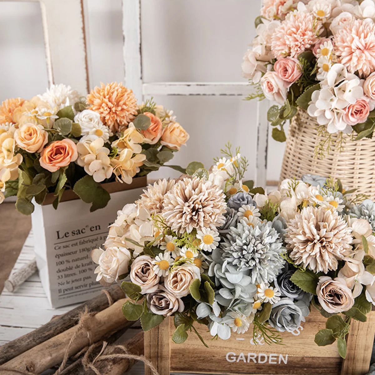 Artificial Chamomile Hydrangea Silk Bouquet | Wedding & Home Décor