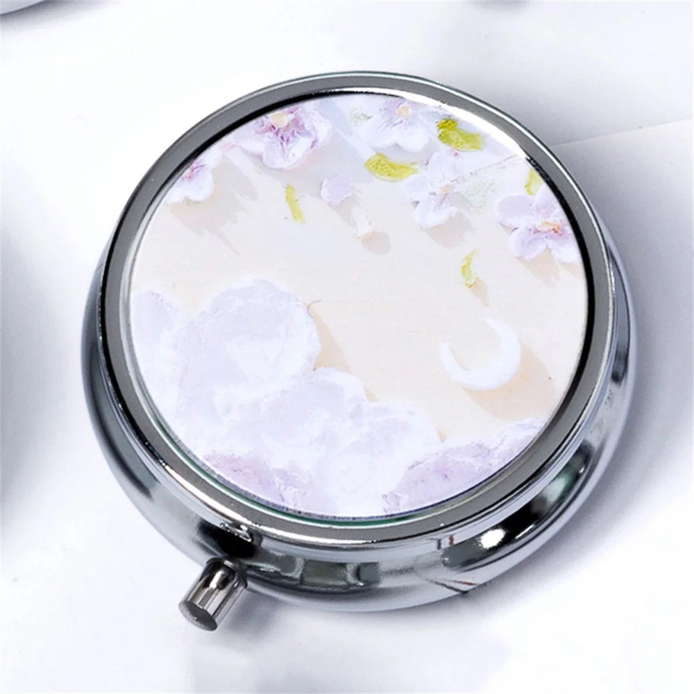 Portable 3 Cell Metal Pill Boxes Stainless Steel Round Pill Boxes Medicine Organizer Container Medicine Case Splitters Pill Box Peaceful Pleasures Health and Wellness