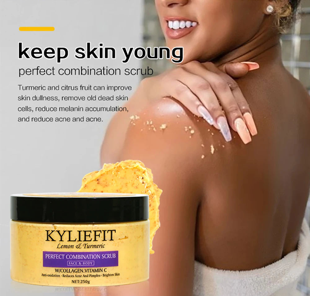 AILKE Turmeric & Lemon Face Body Scrub – Brightening 250g