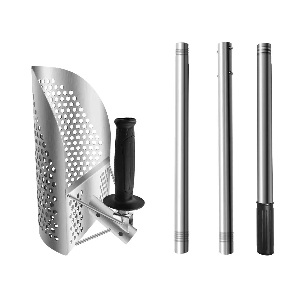 Protable Beach Sand Scoop Shovel Metal Detector Sand Scoops Treasure Detecting Metal Detector Hunting Stainless Steel Tool Hex Peaceful Pleasures Health and Wellness Sand shovel with rod