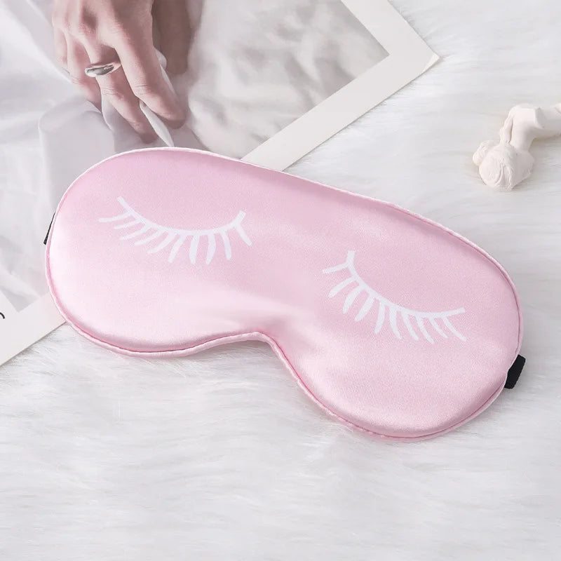 Cartoon Eyelash Silk Sleep Mask – Light Blocking Eye Cover