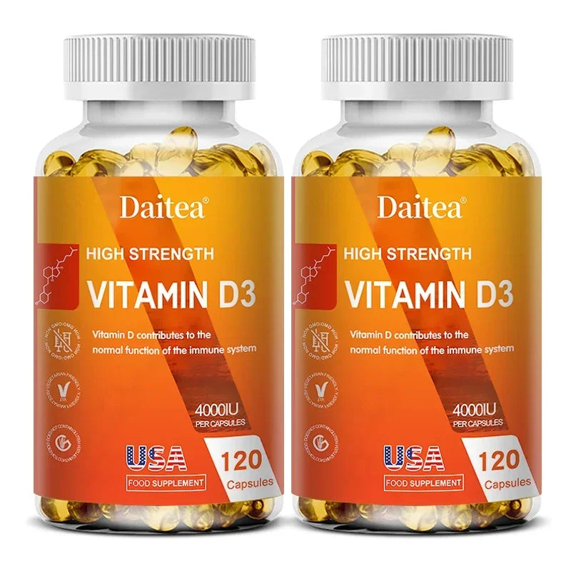 Vitamin D3 Capsules 4000IU Provide Immune, Bone Support, Promote Calcium Absorption, Promotes Muscle Health, Nervous System Peaceful Pleasures Health and Wellness 120 count-2 bottle