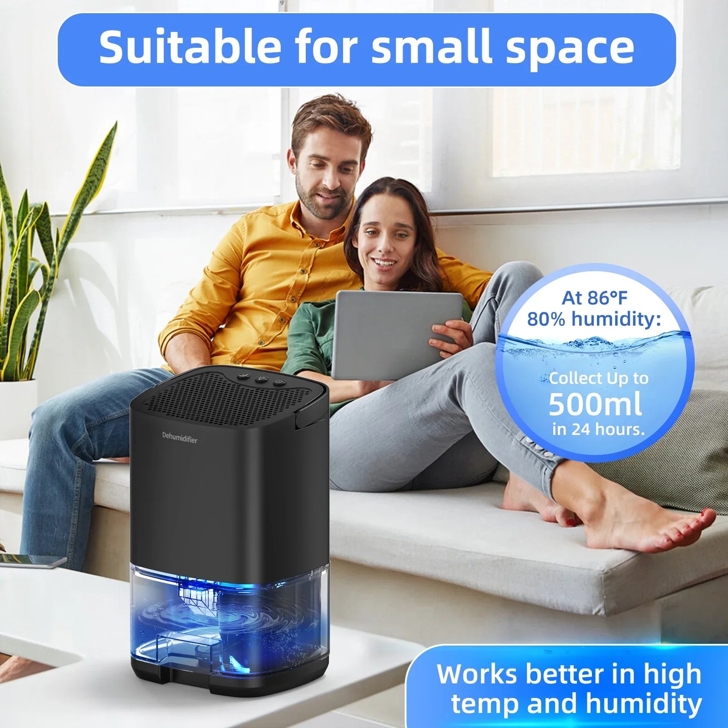 Deleaboa 1000ml Portable Dehumidifier – Home, Office & RV