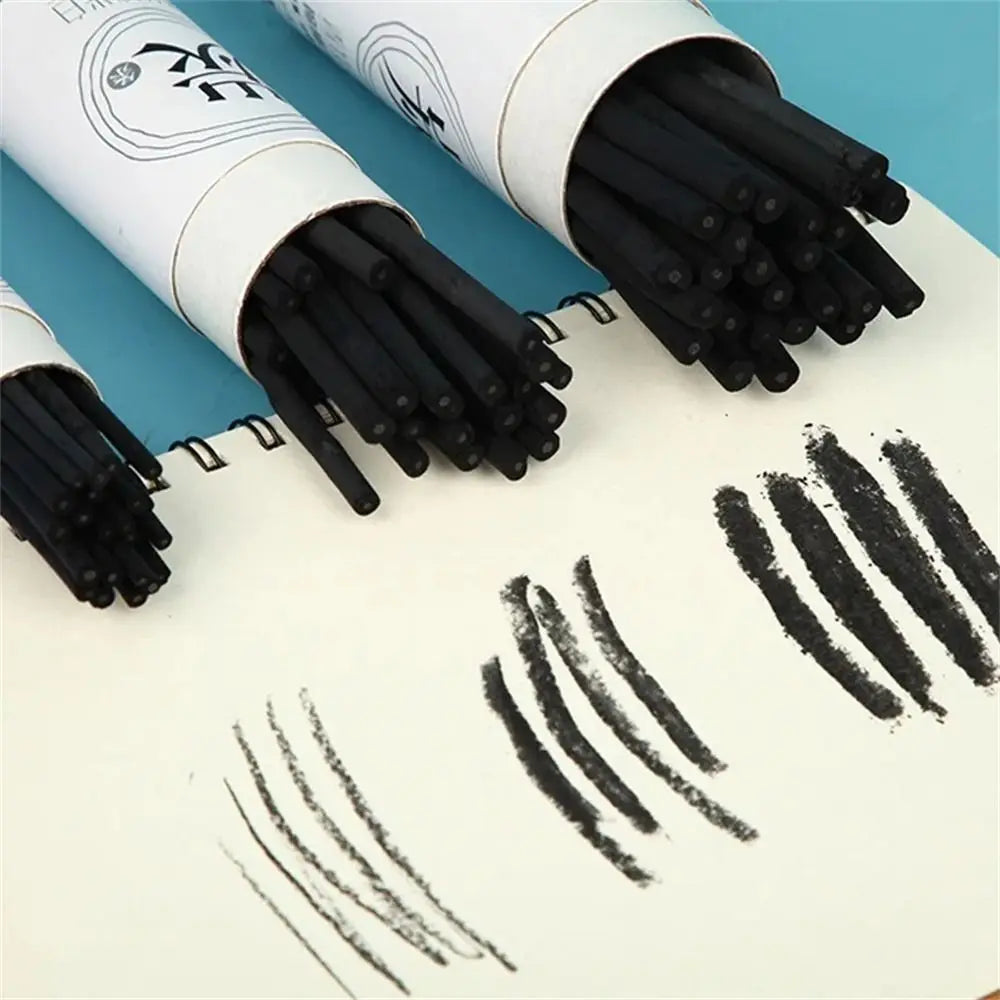 Black Color Charcoal Sticks Willow Charcoal Strong Color Charcoal Bars Professional Vine Charcoal Drawing Charcoal Pencils Peaceful Pleasures Health and Wellness